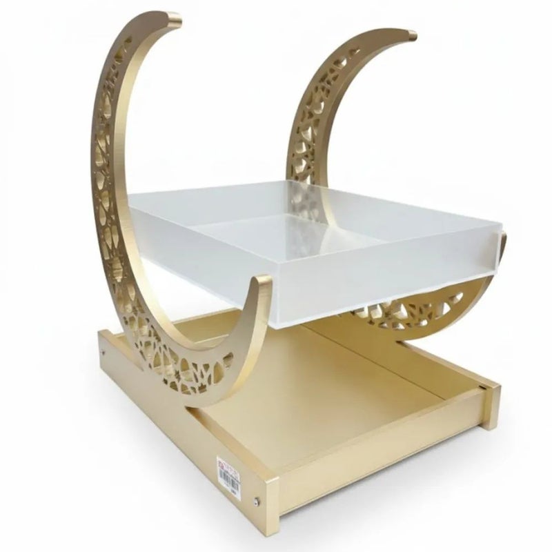 Ramadan Crescent Moon Design Double Tier Stand Tray For Serving Food For Ramadan